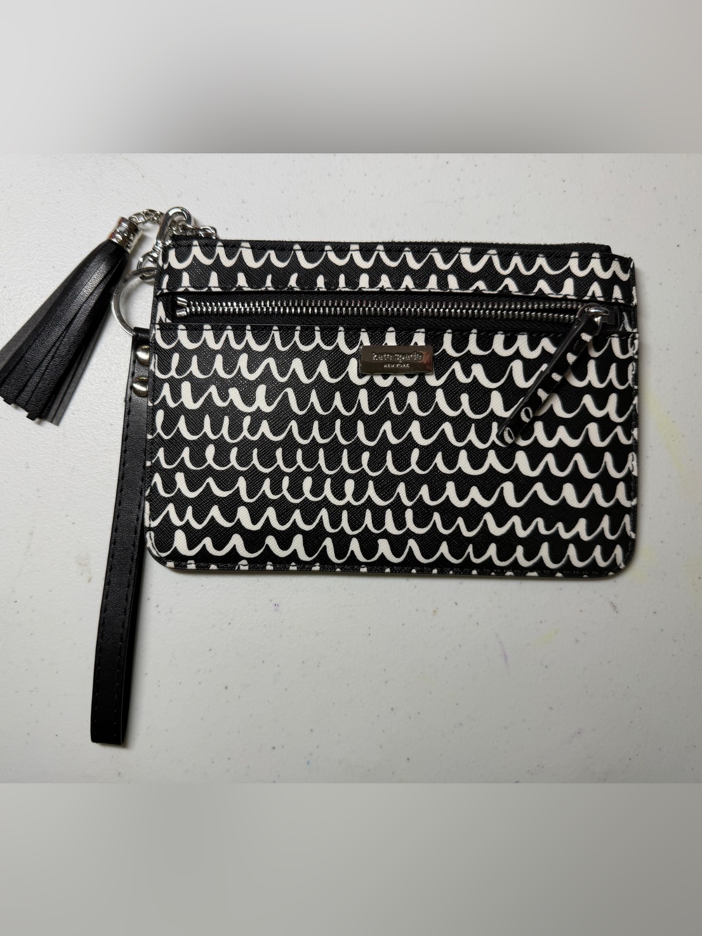 Kate Spade Black & White Signature Wristlet